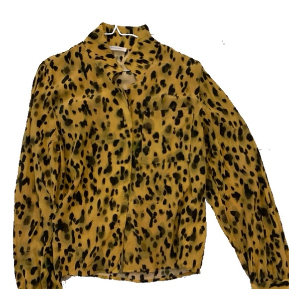 Anine Bing Silk Yellow and Black Cheetah Animal Print Shirt. Size S/P. EUC - Picture 2 of 5